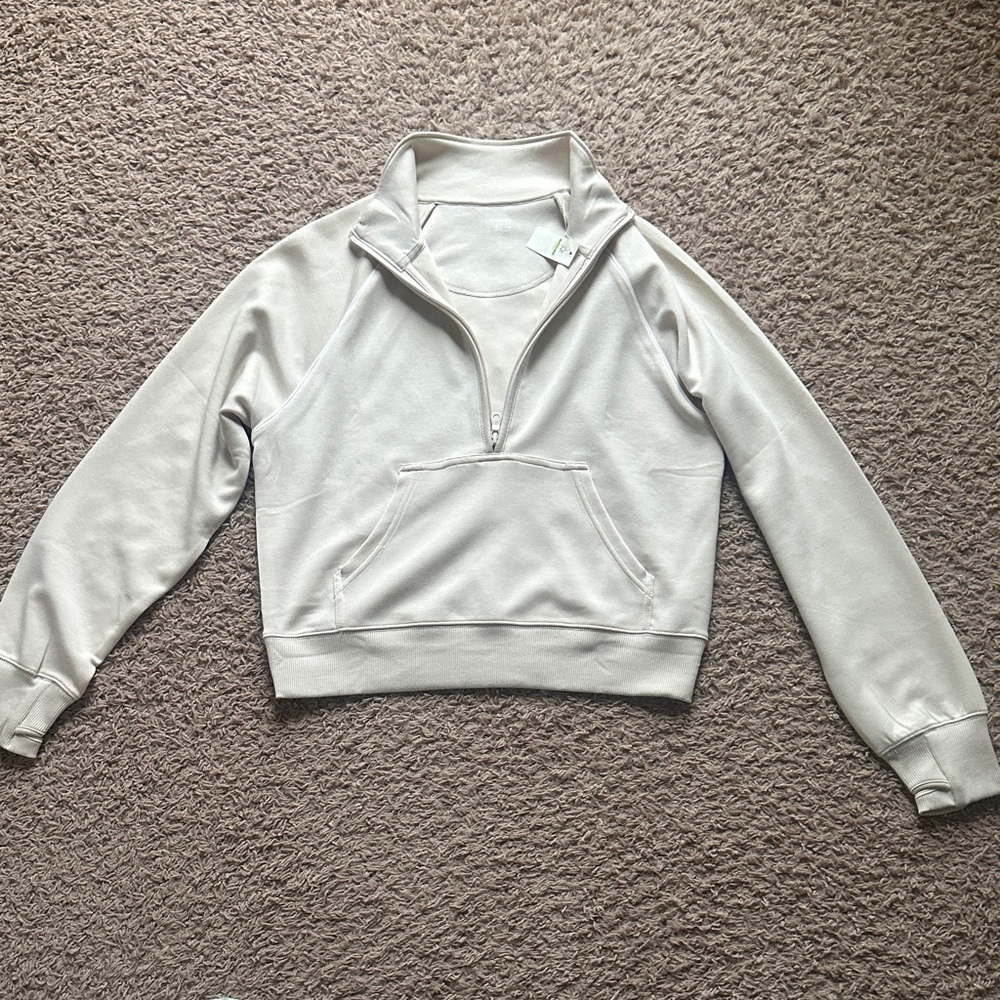 Aerie Cream Quarter-Zip Sweatshirt